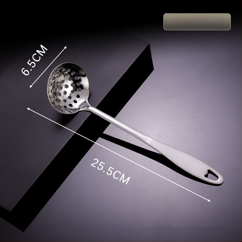 Toiduvalmistamise lusikas 304 roostevabast terasest, paksenenud pikk käepide, kuumade pannide jaoks, mitte-kleepuv, libisemisvastane, kõrge temperatuuritaluvus