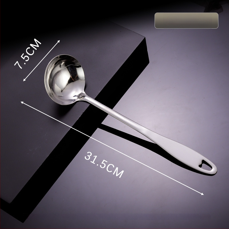 Toiduvalmistamise lusikas 304 roostevabast terasest, paksenenud pikk käepide, kuumade pannide jaoks, mitte-kleepuv, libisemisvastane, kõrge temperatuuritaluvus