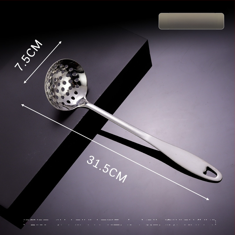 Toiduvalmistamise lusikas 304 roostevabast terasest, paksenenud pikk käepide, kuumade pannide jaoks, mitte-kleepuv, libisemisvastane, kõrge temperatuuritaluvus