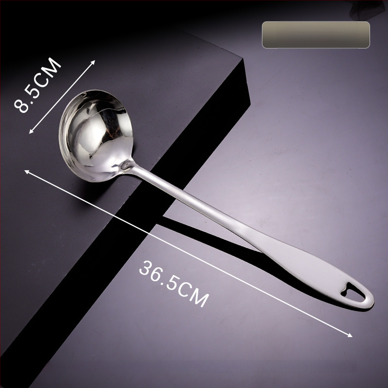 Toiduvalmistamise lusikas 304 roostevabast terasest, paksenenud pikk käepide, kuumade pannide jaoks, mitte-kleepuv, libisemisvastane, kõrge temperatuuritaluvus