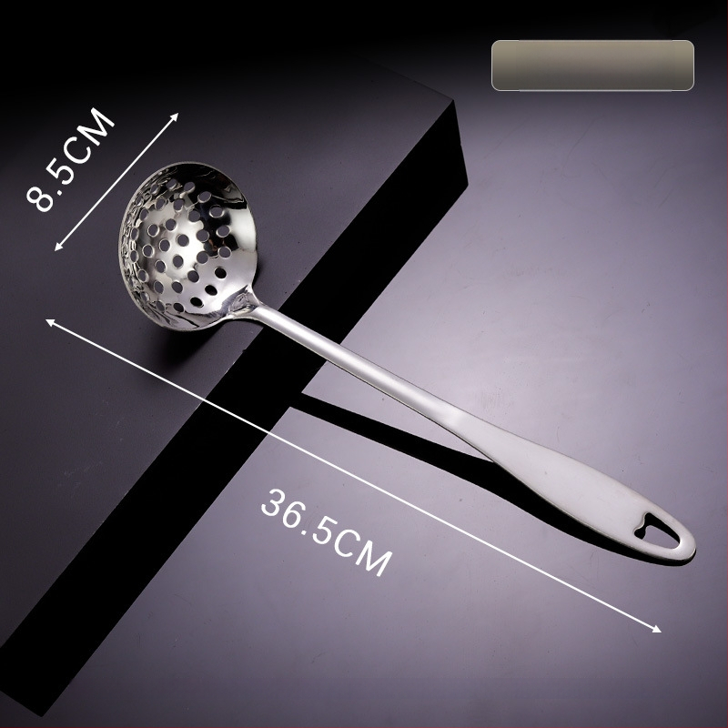Toiduvalmistamise lusikas 304 roostevabast terasest, paksenenud pikk käepide, kuumade pannide jaoks, mitte-kleepuv, libisemisvastane, kõrge temperatuuritaluvus
