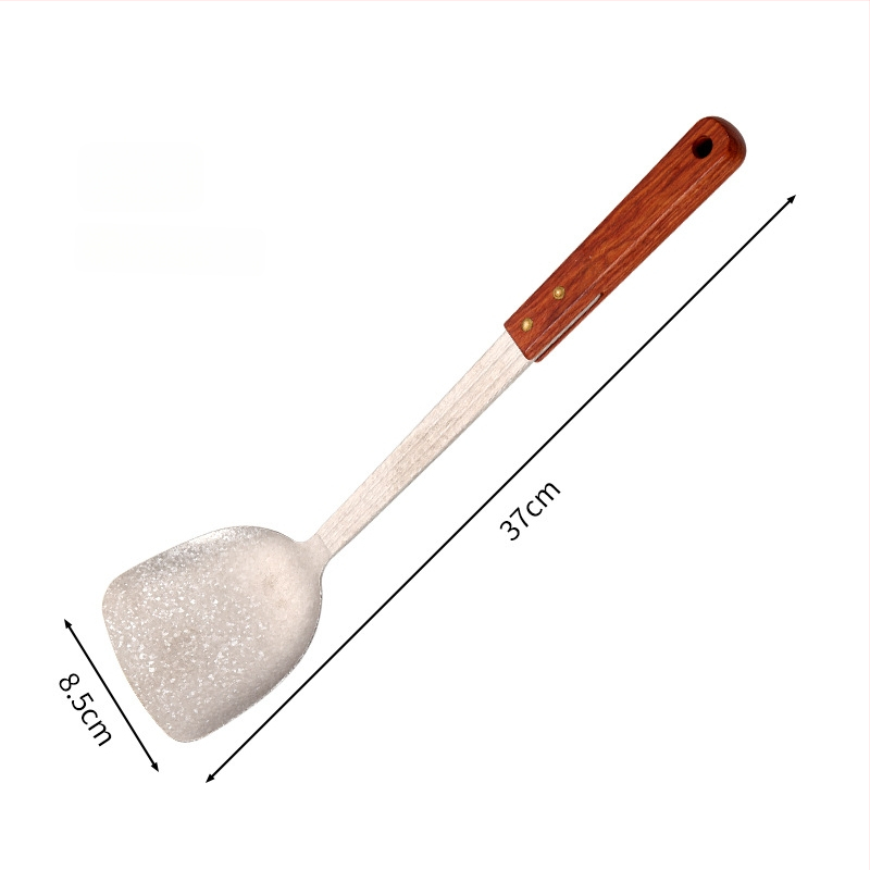 Puhast titaniumi lusikas ja spaatli komplekt roosipuu käepidemega, põletuste vastane disain, kahekohaline kerge köögitarvete komplekt