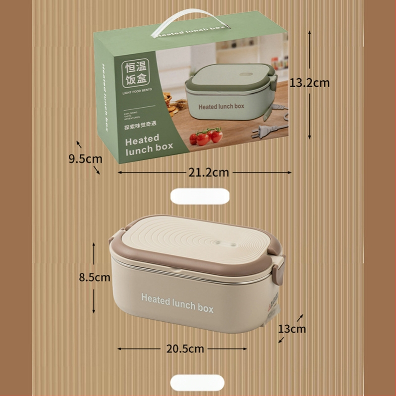 Cutie electrică pentru prânz cu încălzire fără apă, 1–2 porții, 220V, 50W; rezervor interior din oțel inoxidabil 304, carcasă din plastic