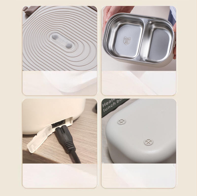Cutie electrică pentru prânz cu încălzire fără apă, 1–2 porții, 220V, 50W; rezervor interior din oțel inoxidabil 304, carcasă din plastic