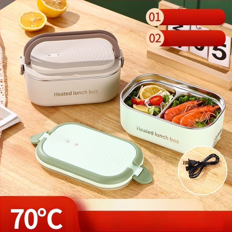 Cutie de prânz electrică portabilă cu încălzire fără apă, capacitate 1.1–1.2 L, 18 W, 220 V, vas interior din oțel inoxidabil 304, izolație cu două straturi