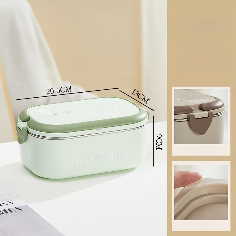 Cutie de prânz electrică portabilă cu încălzire fără apă, capacitate 1.1–1.2 L, 18 W, 220 V, vas interior din oțel inoxidabil 304, izolație cu două straturi