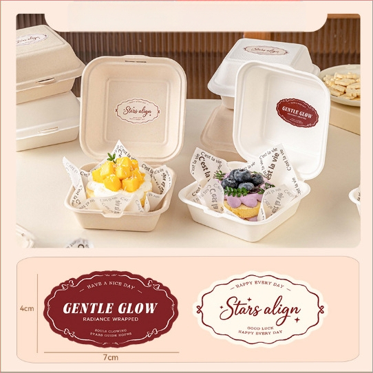 Cutie de tort de Crăciun, de unică folosință – material pulp, formă pătrată, stil degradabil, nu este potrivită pentru cuptor cu microunde, origine Zhejiang