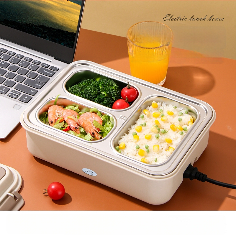 Cutie electrică de prânz cu încălzire fără apă, vas interior din oțel inoxidabil 304, capacitate 1,1–1,2 L, 50 W, 220 V, alimentare din mașină