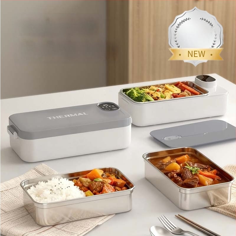 Cutie electrică pentru prânz cu încălzire fără apă, alimentare USB 5V 15W, recipient interior din oțel inoxidabil, model F13