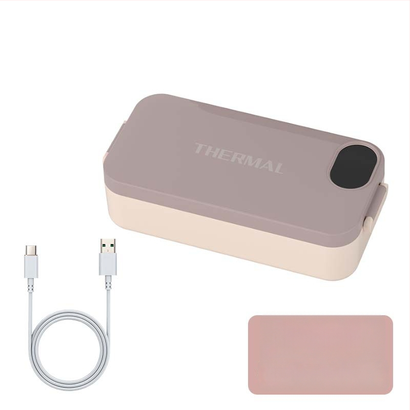 Cutie electrică pentru prânz cu încălzire fără apă, alimentare USB 5V 15W, recipient interior din oțel inoxidabil, model F13