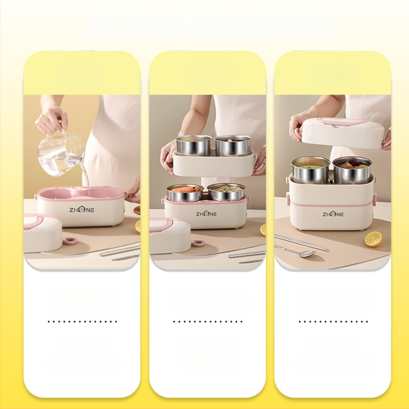 Cutie pentru prânz electrică – capacitate mare 2,0 L, vas interior detașabil din oțel inoxidabil 304, încălzire 250W, alimentare 220V, design izolat