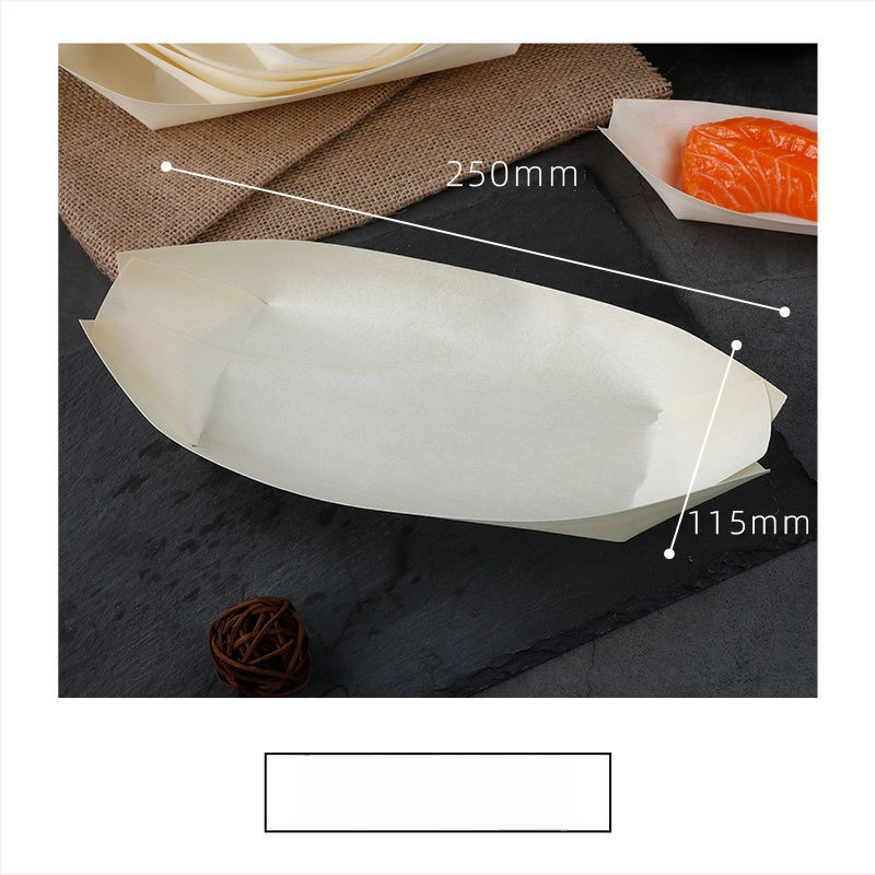 Medinė užkandžių dėžutė valties formos, pritaikoma, storis 36 mm, talpa 10