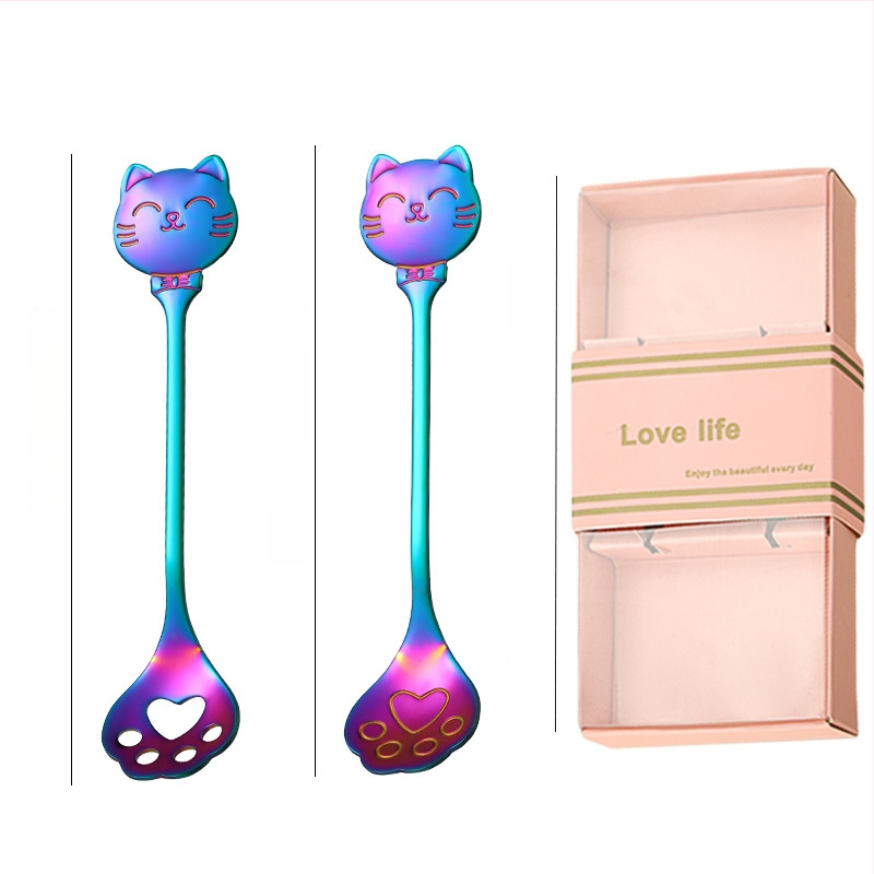 Kohvilus lusikas roostevabast terasest, kassikäpa mudel, karikatuuriline muster, armas stiil