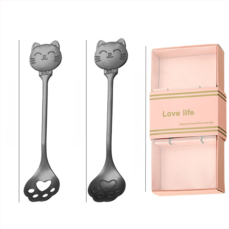 Kohvilus lusikas roostevabast terasest, kassikäpa mudel, karikatuuriline muster, armas stiil