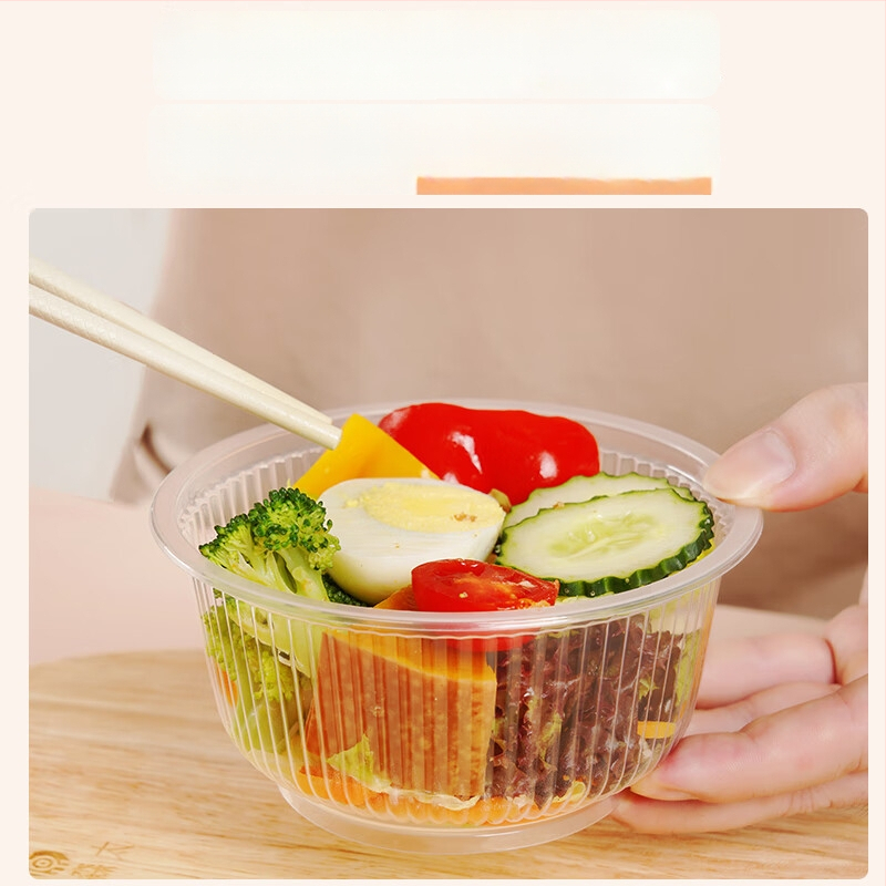 Miaojie ühekordselt kasutatav plastikust ümmargune kauss – ilma kaaneta, 420 ml/480 ml