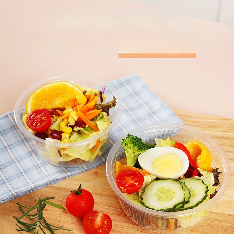 Miaojie ühekordselt kasutatav plastikust ümmargune kauss – ilma kaaneta, 420 ml/480 ml