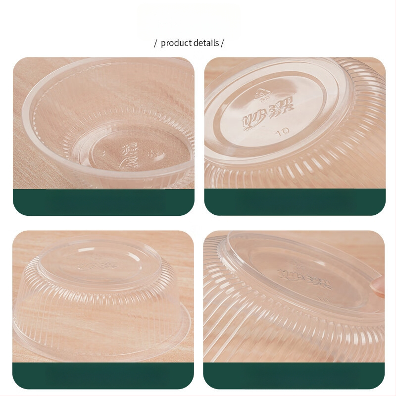 Miaojie ühekordselt kasutatav plastikust ümmargune kauss – ilma kaaneta, 420 ml/480 ml