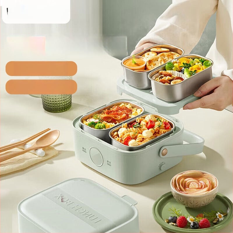 Bear cutie electrică de prânz, izolată, cu două niveluri și patru compartimente, DFH-G16W7, capacitate 1.6–2.0 L, vas interior din oțel inoxidabil 304, 270W, 220V, control cu buton