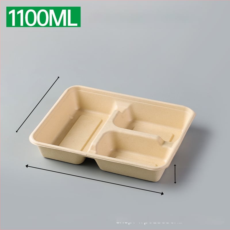 Cutie de prânz biodegradabilă, cu mai multe compartimente din pulpă de trestie de zahăr (3/4/5 compartimente), compatibilă cu cuptorul cu microunde, 25 buc./pachet