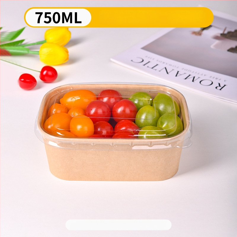 Cutie de prânz din kraft paper, 750 ml, dreptunghiulară, 25 buc./pachet, hârtie cu pulpă de lemn acoperită, necompatibilă cu microunde