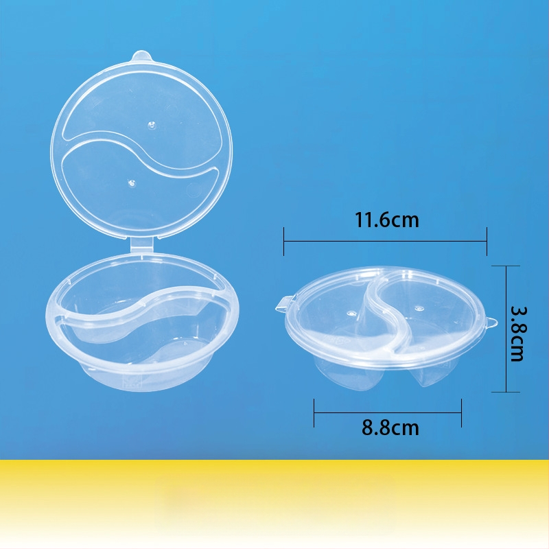 Еднократна кутия за сос за потапяне с интегриран контейнер и разделени отделения, PP пластмаса, налична в опаковки от 100, 1000 или 2000 броя