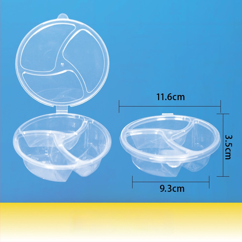 Еднократна кутия за сос за потапяне с интегриран контейнер и разделени отделения, PP пластмаса, налична в опаковки от 100, 1000 или 2000 броя