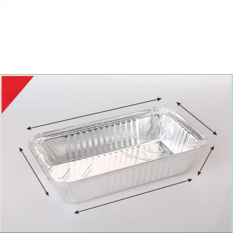 Ühekordne toidukauss alumiiniumfooliumist grillimiseks - ristkülikukujuline, 60 μm paksus, logotüübi trükk, 500 tk/pakk