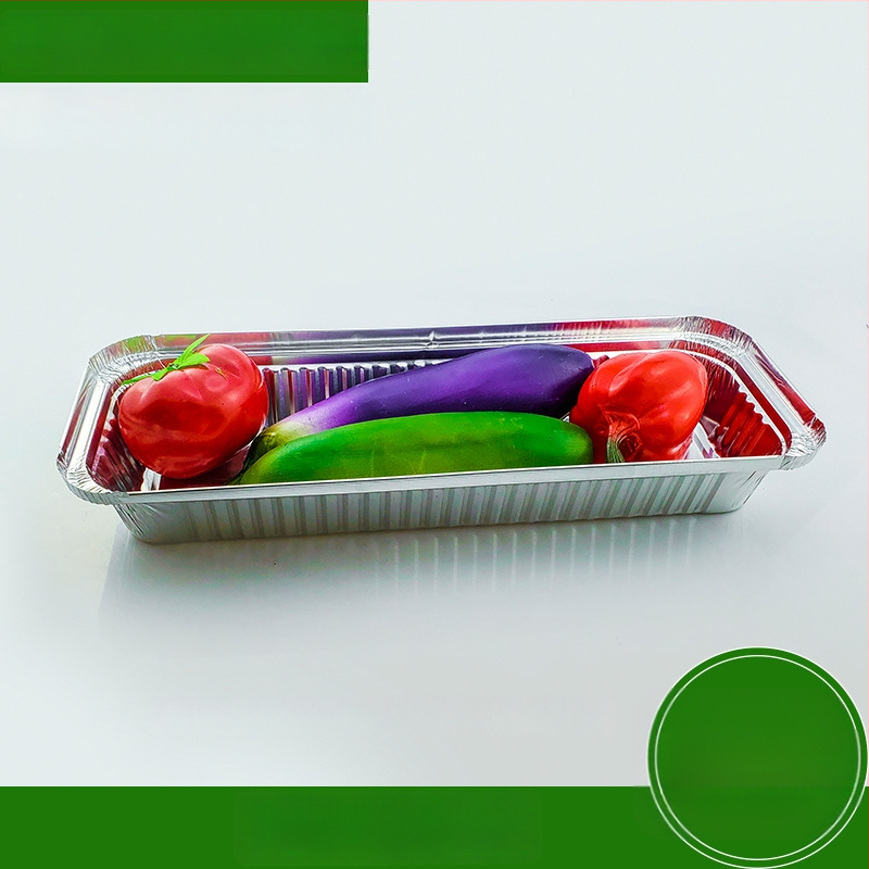 Ühekordne toidukauss alumiiniumfooliumist grillimiseks - ristkülikukujuline, 60 μm paksus, logotüübi trükk, 500 tk/pakk