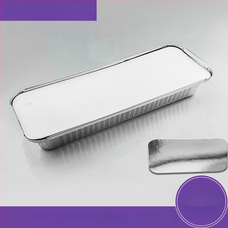 Ühekordne toidukauss alumiiniumfooliumist grillimiseks - ristkülikukujuline, 60 μm paksus, logotüübi trükk, 500 tk/pakk