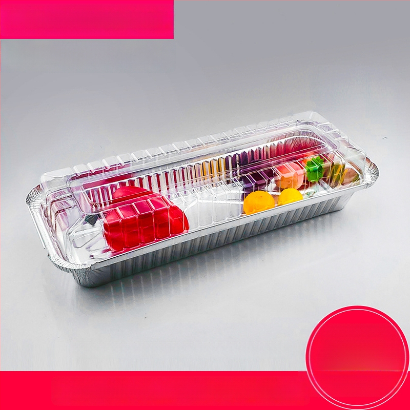 Ühekordne toidukauss alumiiniumfooliumist grillimiseks - ristkülikukujuline, 60 μm paksus, logotüübi trükk, 500 tk/pakk