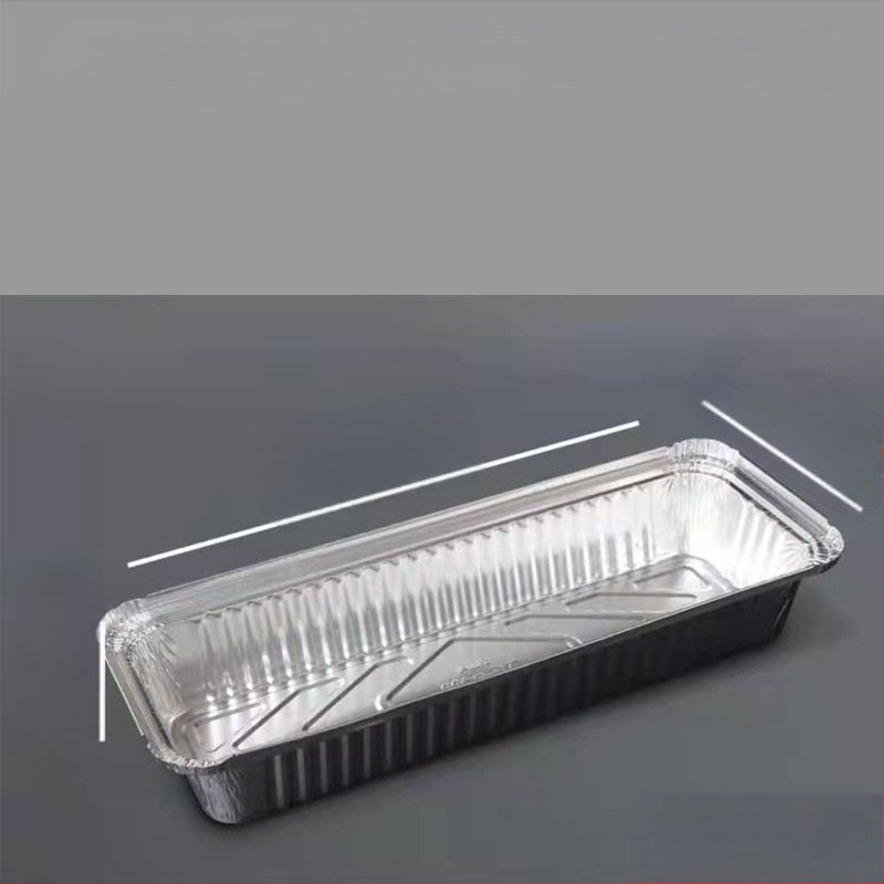 Ühekordne toidukauss alumiiniumfooliumist grillimiseks - ristkülikukujuline, 60 μm paksus, logotüübi trükk, 500 tk/pakk