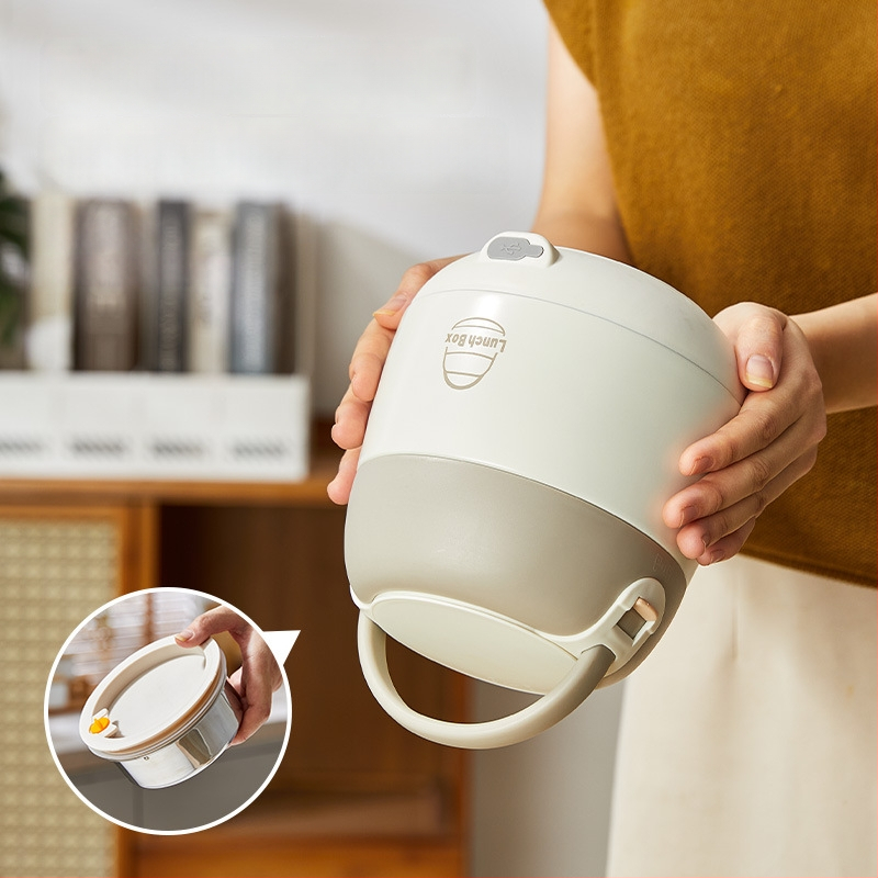 Cutie electrică pentru prânz cu încălzire fără apă, recipient interior din oțel inoxidabil 304, 20W, 220V, USB sau alimentare de mașină, păstrează caldă când este conectată