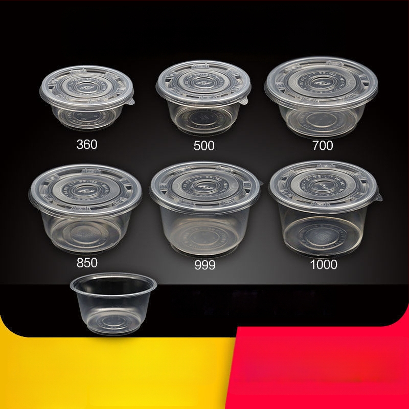 Ühekordselt kasutatav plastist toidukupp – ümmargune, läbipaistev, maht 360–1000 ml