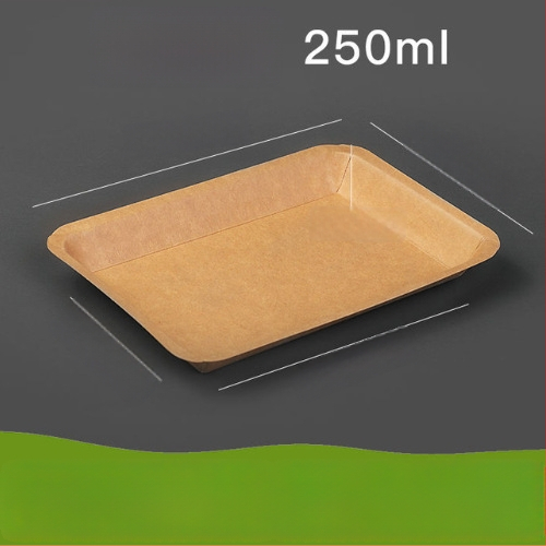 Vienkartinė kraftpopierio kvadratinė lėkštė užkandžiams, vienkartiniam naudojimui, pritaikoma, nebiodegraduojanti