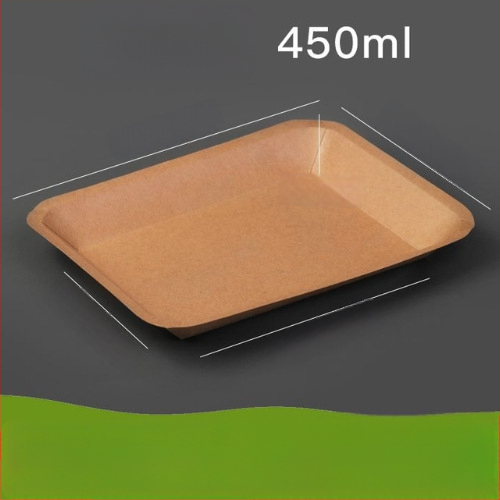 Vienkartinė kraftpopierio kvadratinė lėkštė užkandžiams, vienkartiniam naudojimui, pritaikoma, nebiodegraduojanti