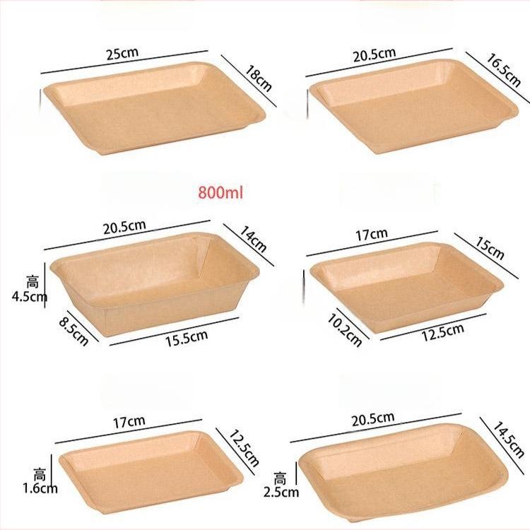 Vienkartinė kraftpopierio kvadratinė lėkštė užkandžiams, vienkartiniam naudojimui, pritaikoma, nebiodegraduojanti