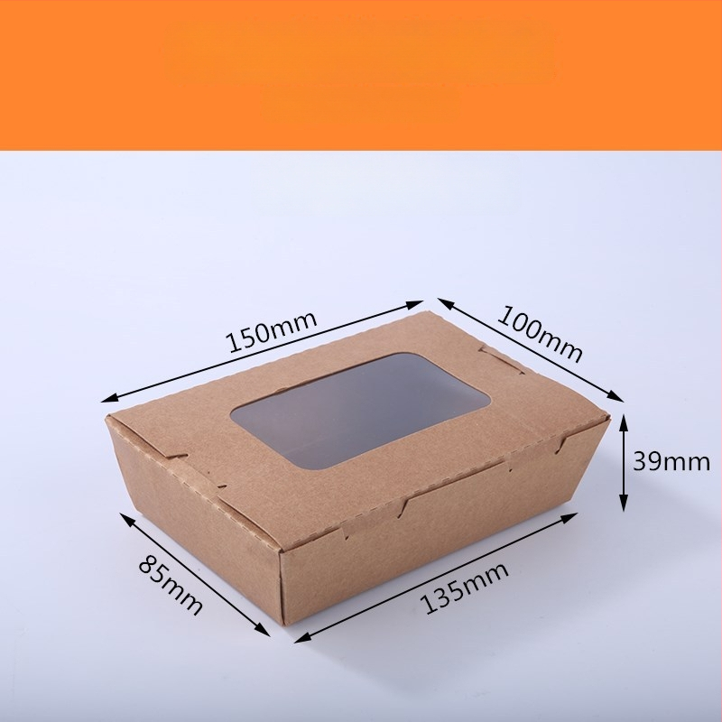 Cutie de masă din hârtie kraft, cu o fereastră, pentru takeout, potrivită pentru sushi și salată de fructe (material: hârtie; fereastră: una; cuptor cu microunde: Nu; imprimare logo: Da)