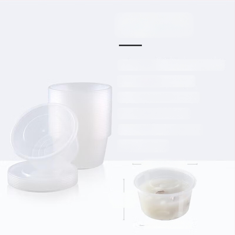 Cutie de prânz din plastic, o singură utilizare, cu capac, design îngroșat, corp transparent, potrivită pentru microunde, 50 seturi într-un ambalaj