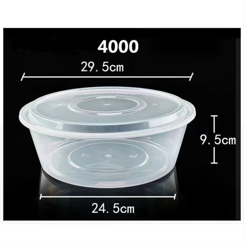 Cutie de prânz de unică folosință, rotundă – raci și fructe, nu este potrivită pentru microunde, imprimarea logo-ului este permisă