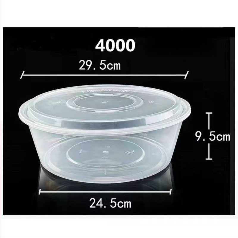 Cutie de prânz de unică folosință, rotundă – raci și fructe, nu este potrivită pentru microunde, imprimarea logo-ului este permisă