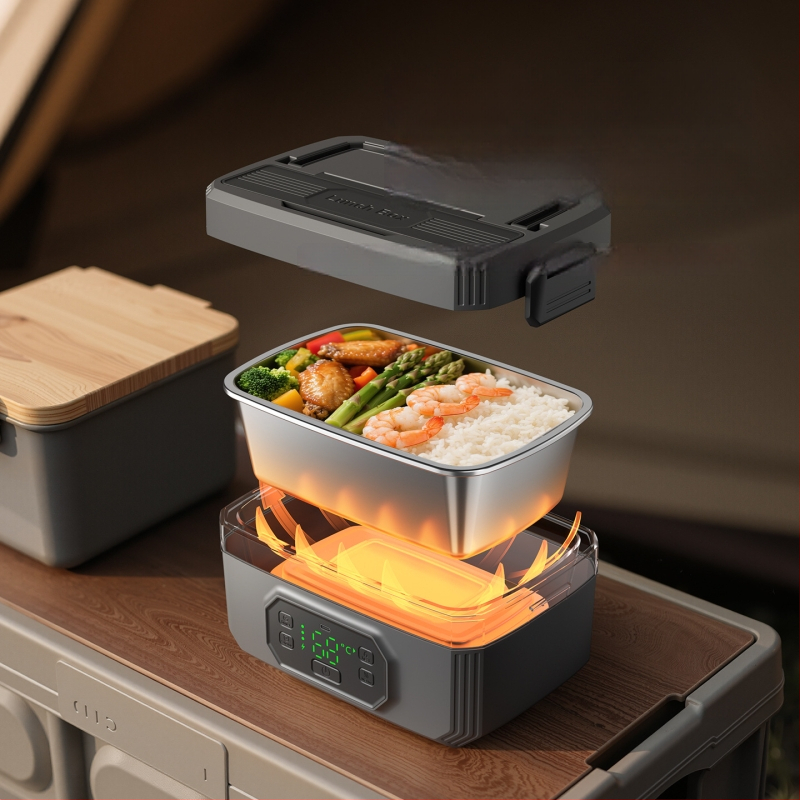 Cutie electrică pentru prânz cu încălzire, încărcare fără fir, încălzire fără apă, capacitate 1,1–1,2 L, alimentare USB