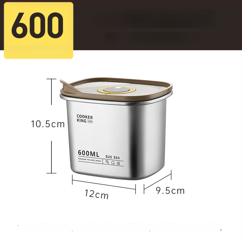 Cooking King kutija za ručak od 304 nehrđajućeg čelika, kvadratnog oblika, vakuumski zatvorena za očuvanje svježine, kapacitet ispod 300 ml, mikrovalna kompatibilna