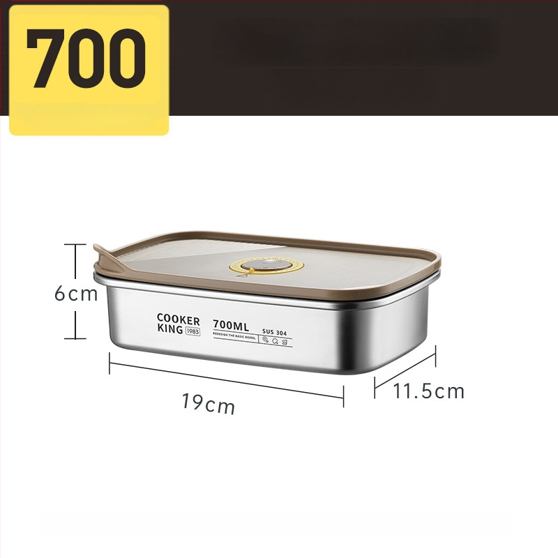 Cooking King kutija za ručak od 304 nehrđajućeg čelika, kvadratnog oblika, vakuumski zatvorena za očuvanje svježine, kapacitet ispod 300 ml, mikrovalna kompatibilna