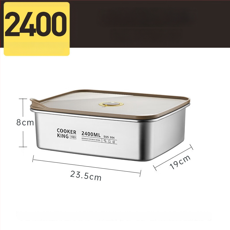 Cooking King kutija za ručak od 304 nehrđajućeg čelika, kvadratnog oblika, vakuumski zatvorena za očuvanje svježine, kapacitet ispod 300 ml, mikrovalna kompatibilna