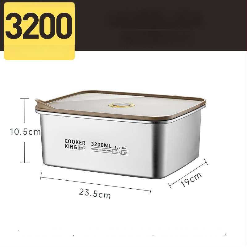 Cooking King kutija za ručak od 304 nehrđajućeg čelika, kvadratnog oblika, vakuumski zatvorena za očuvanje svježine, kapacitet ispod 300 ml, mikrovalna kompatibilna