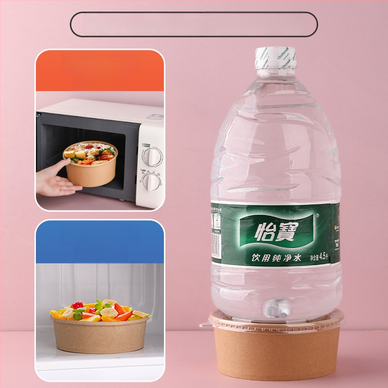 Cutie de prânz din hârtie Kraft, cu bol rotund, capac îngroșat, rezistentă la temperaturi înalte, de calitate alimentară