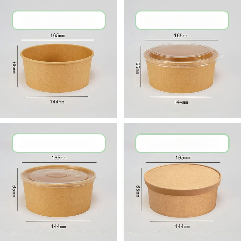 Cutie de prânz din hârtie Kraft, cu bol rotund, capac îngroșat, rezistentă la temperaturi înalte, de calitate alimentară