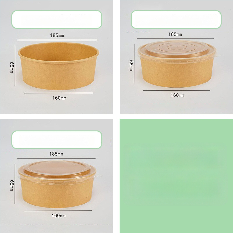Cutie de prânz din hârtie Kraft, cu bol rotund, capac îngroșat, rezistentă la temperaturi înalte, de calitate alimentară