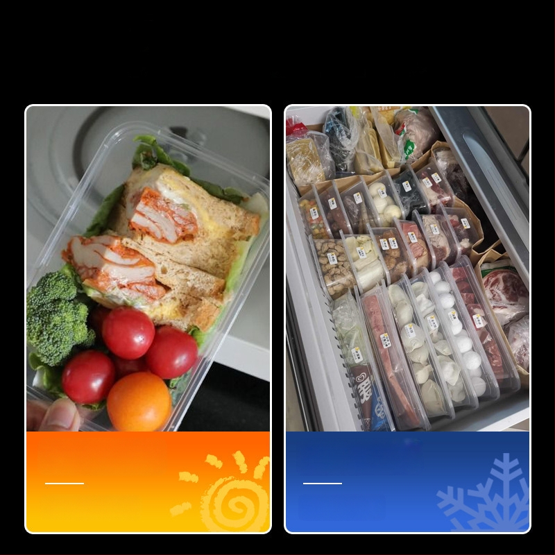 Cutie de prânz din plastic, de unică folosință, cu capac, cu container dreptunghiular și bol rotund pentru take-away