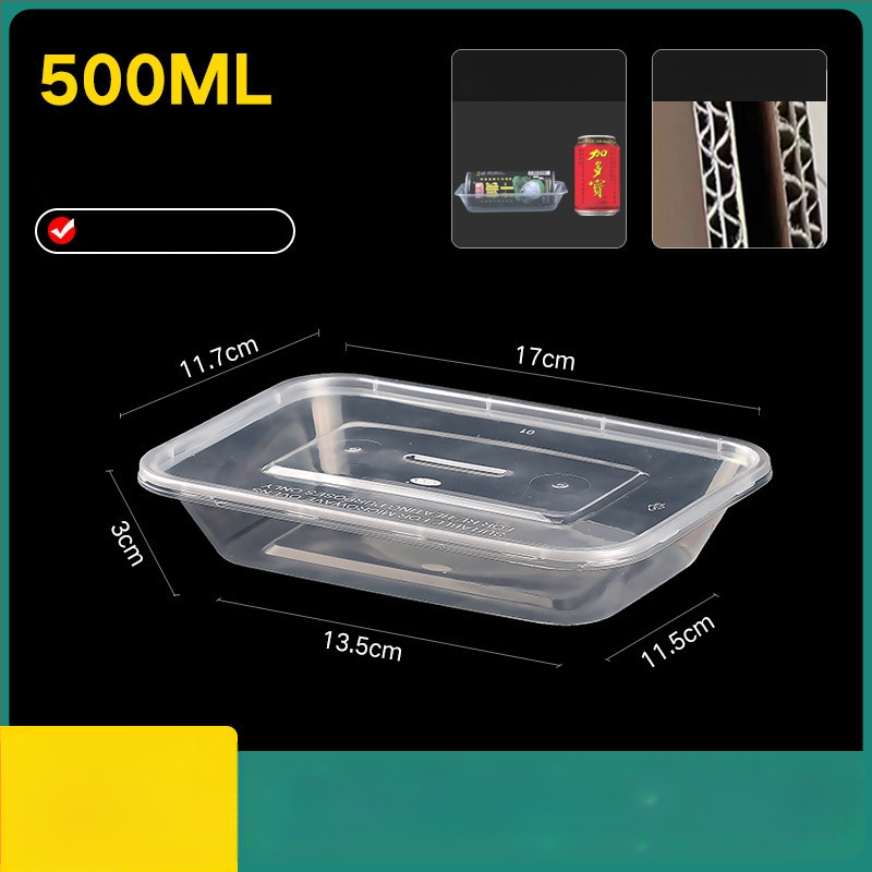 Cutie de prânz din plastic, de unică folosință, cu capac, cu container dreptunghiular și bol rotund pentru take-away